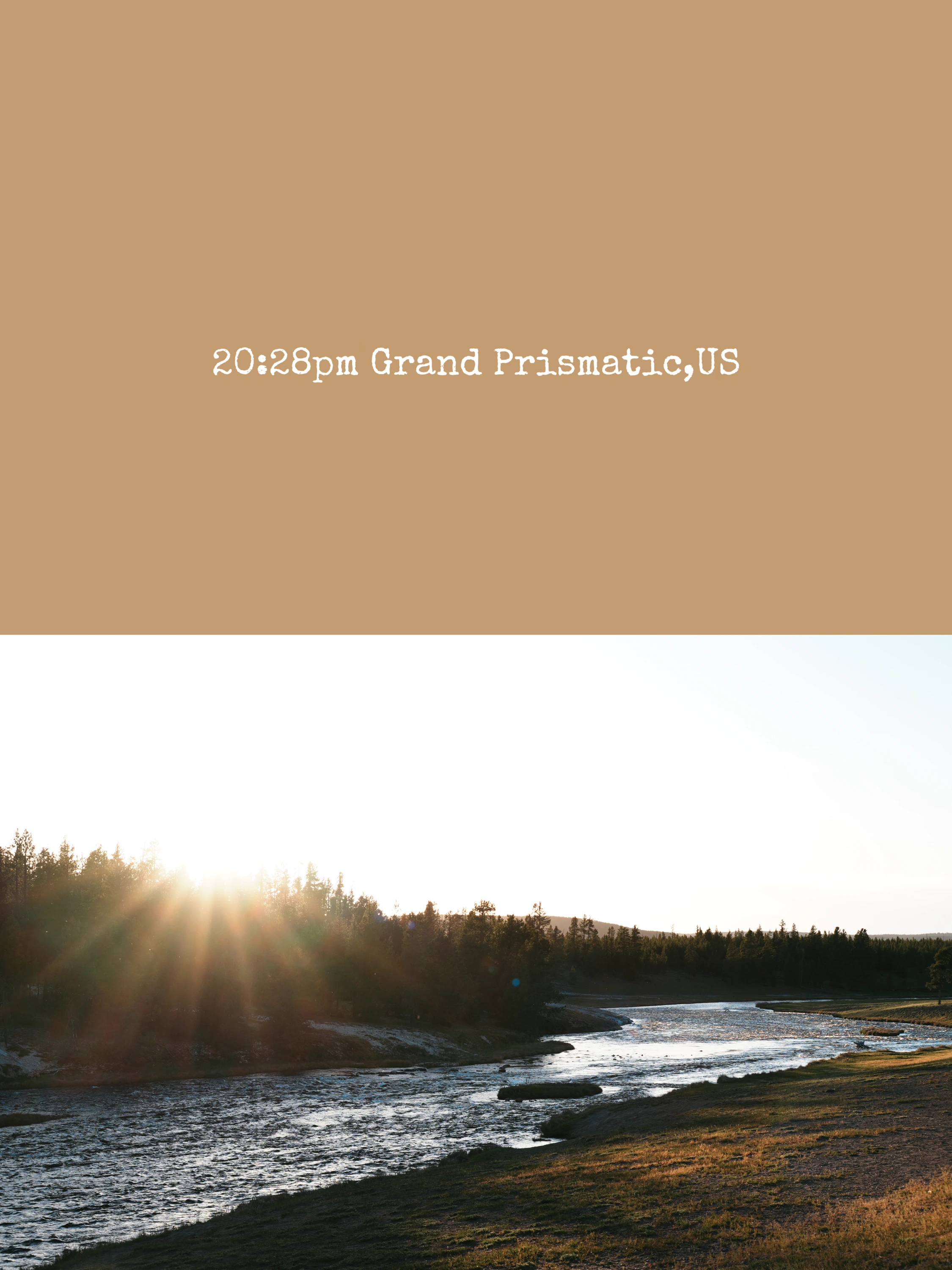 Field note, Grand Prismatic: low sun over a winding river.